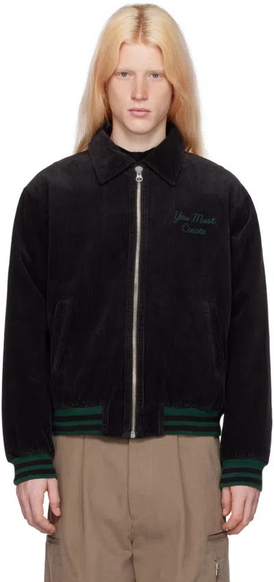 Ymc You Must Create Jets Logo-embroidered Bomber Jacket In 01-black