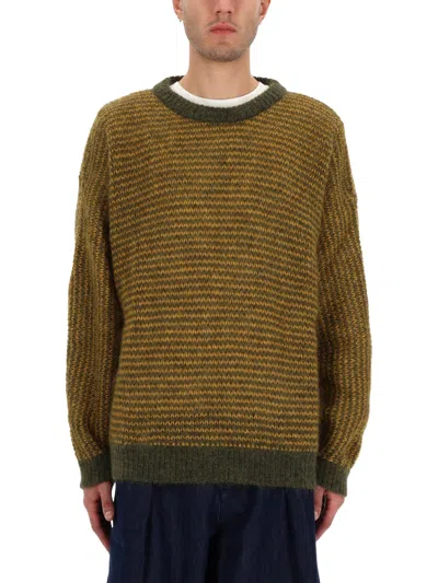 Ymc You Must Create Black Palm Textured Knit Sweater In Brown