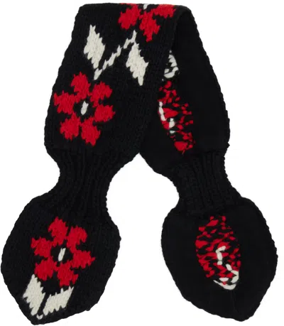 Ymc You Must Create Black Slot Flower Scarf In 01-black