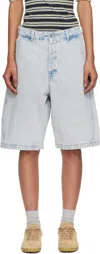 Ymc You Must Create Blue Twisted Denim Shorts In Blue