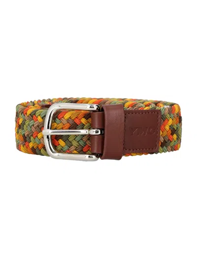 Ymc You Must Create Braided Belt In Brown/yellow