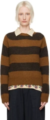 Ymc You Must Create Brown Jets Stripe Sweater In 20-brown Stripe