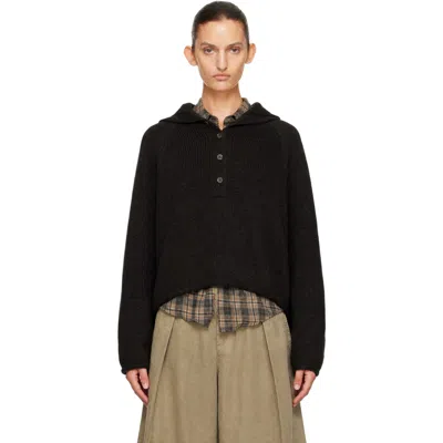 Ymc You Must Create Brown Runaway Neck Sweater In Black