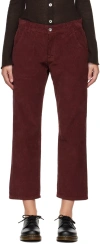 Ymc You Must Create Cropped Corduroy Trousers In Burgundy