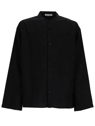 Ymc You Must Create Collarless Jacket Long Sleeves Chest Pockets In Black