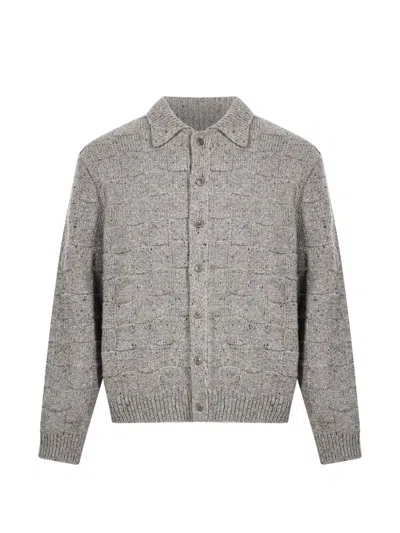 Ymc You Must Create Checkerboard Flecked-knit Cardigan In Gray
