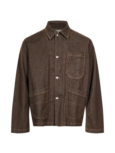 Ymc You Must Create Construction Contrast-stitch Denim Jacket In Brown