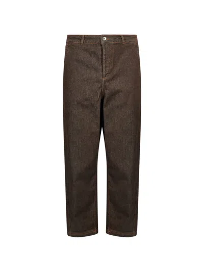 Ymc You Must Create Contrast-stitch Trousers In Brown