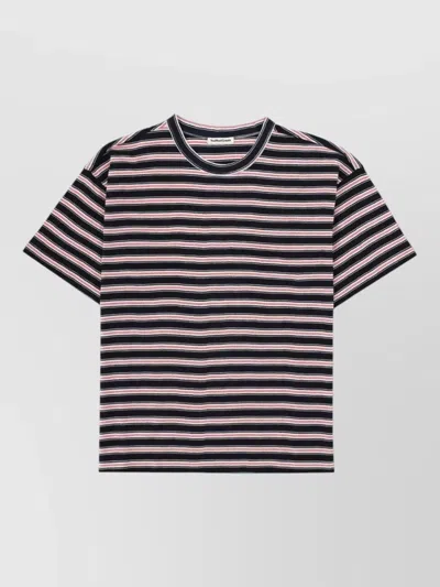 Ymc You Must Create Crew Neck Striped Short Sleeve Shirt In Black