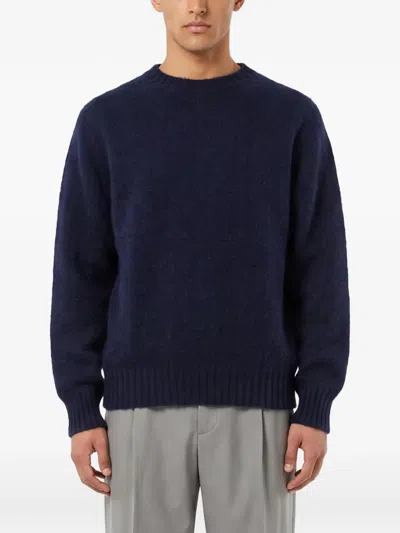 Ymc You Must Create Crew-neck Raglan-sleeve Sweater In Blue