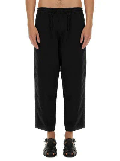 YMC YOU MUST CREATE CROPPED BLACK LINEN BLEND PANTS
