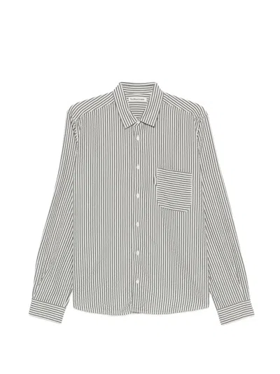 Ymc You Must Create Curtis Striped Chest-pocket Shirt In Gray