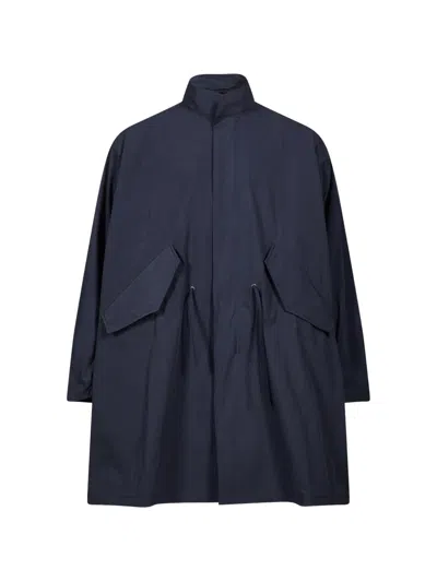 Ymc You Must Create Drawstring-waist Fishtail Coat In Blue
