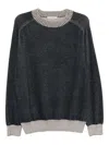 Ymc You Must Create Ymc Two-tone Fine-knit Sweatshirt In Gray