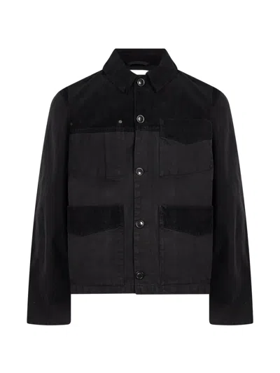 Ymc You Must Create Files Corduroy-panelled Jacket In Black