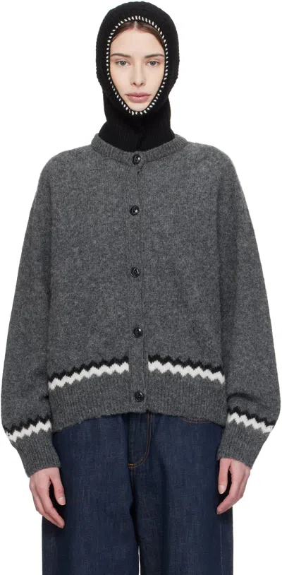Ymc You Must Create Gray Atomic Zig Zag Cardigan In 01-grey