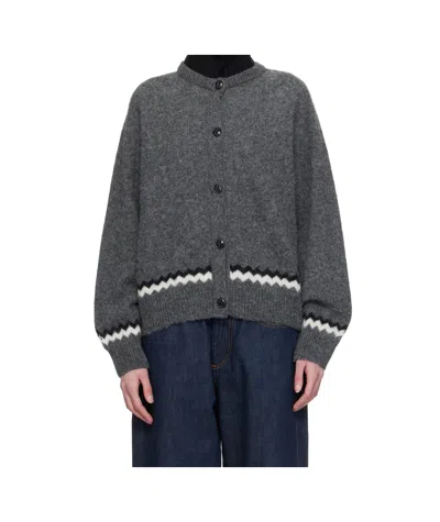 YMC YOU MUST CREATE GRAY ATOMIC ZIG ZAG CARDIGAN