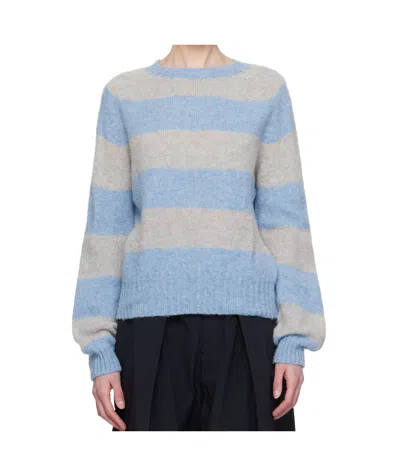 Ymc You Must Create Jets Stripe Sweater In 40-ice Sea/ugie Pear