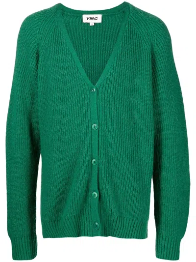 Ymc You Must Create Kurt Ribbed-knit Cardigan In Green