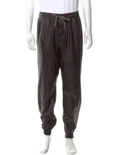 Pre-owned Ymc You Must Create Leather Joggers In Gray