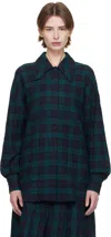 Ymc You Must Create Navy & Green Lena Shirt In 40-navy Multi