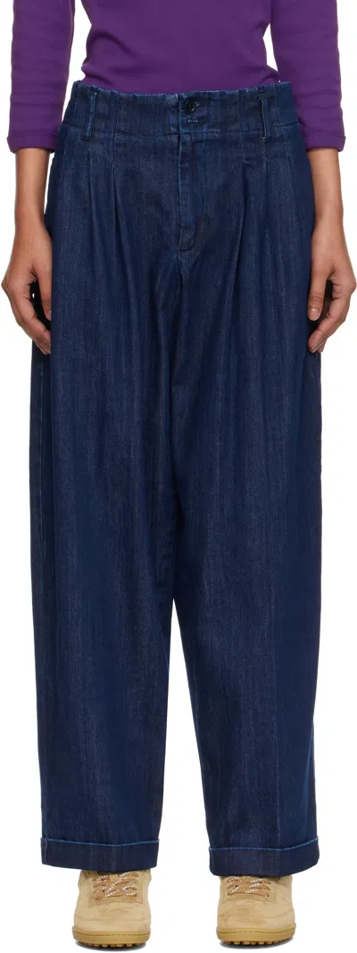 Ymc You Must Create Navy Earth Keaton Denim Trousers In Blue