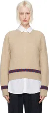 Ymc You Must Create Off-white Jets Check Sweater In 10-ecru