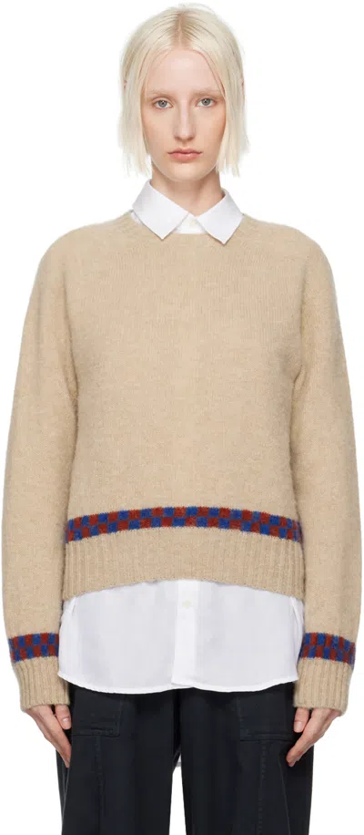 Ymc You Must Create Off-white Jets Check Sweater In 10-ecru