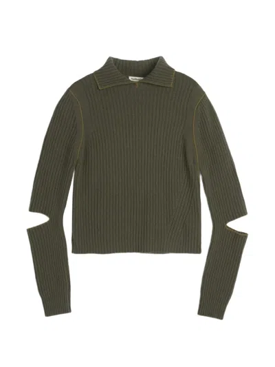 Ymc You Must Create Peeka Ribbed-knit Sweater In Green