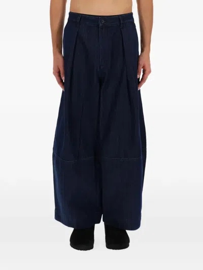 Ymc You Must Create Pleated Wide-leg Jeans In Blue