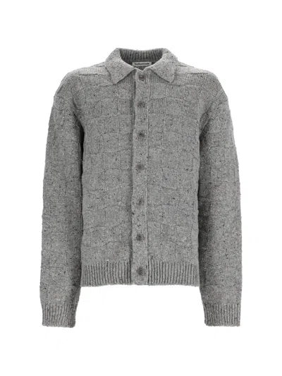 Ymc You Must Create Rat Pack Checkerboard-knit Cardigan In Gray