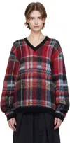 Ymc You Must Create Red & Black Vertigo Tartan Sweater In 90-multi