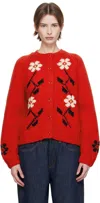 Ymc You Must Create Red Atomic Flower Cardigan In 62-red Multi