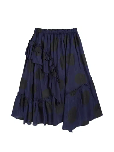 Ymc You Must Create Ruffled Spot Skirt In Blue
