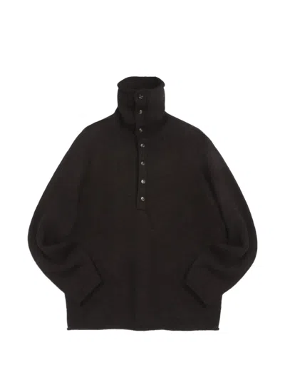 Ymc You Must Create Runaway Neck-buttoned Sweater In Brown
