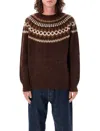 Ymc You Must Create Round-collar And Long-sleeved Sweater In Brown Multi
