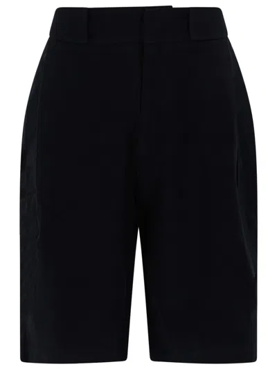 Ymc You Must Create Neutrals Carax Flat Front Cotton-linen Shorts In Black