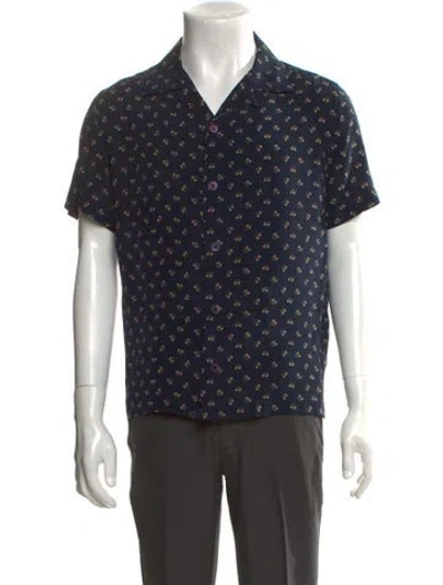 Pre-owned Ymc You Must Create Silk Printed Shirt In Blue