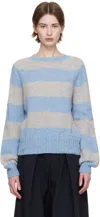 Ymc You Must Create Jets Stripe Sweater In 40-ice Sea/ugie Pear