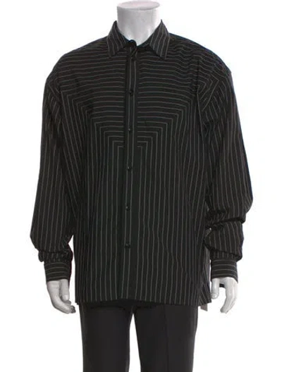 Pre-owned Ymc You Must Create Striped Long Sleeve Shirt In Black