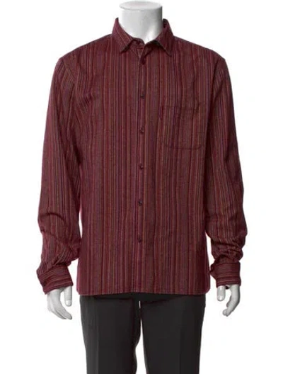 Pre-owned Ymc You Must Create Striped Long Sleeve Shirt In Red