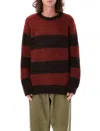 Ymc You Must Create Ymc Stripes Mohair Sweater In Red Brown