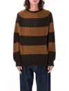 Ymc You Must Create Ymc Stripes Shetland Sweater In Brown Stripe