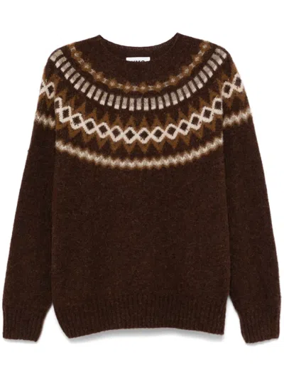 Ymc You Must Create Suedehead Fair Isle Jumper In Brown