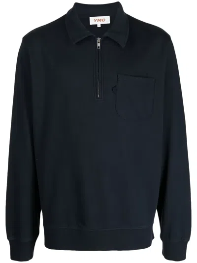 Ymc You Must Create Sugden Half-zip Fastening Polo Shirt In Blue