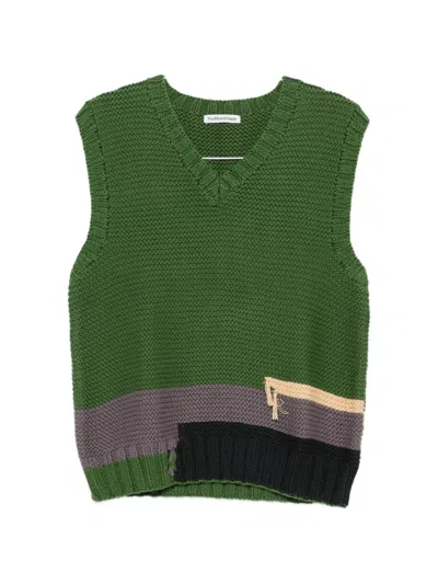 Ymc You Must Create V-neck Colour-block Vest In Green