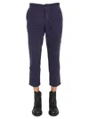 Ymc You Must Create Mid-rise Textured Cropped Trousers In Blue