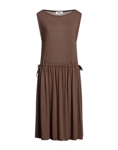 Ymc You Must Create Woman Midi Dress Brown Size M Polyester, Viscose