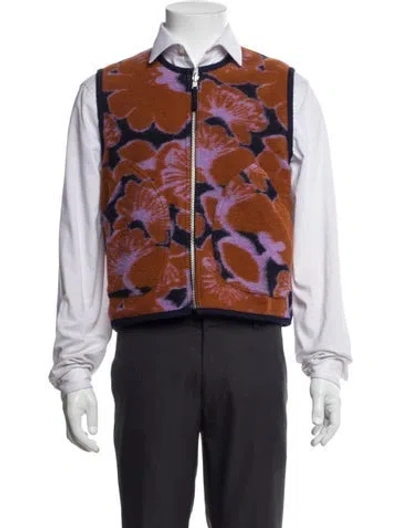 Pre-owned Ymc You Must Create Wool Printed Vest In Purple
