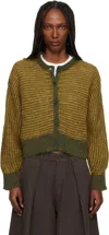 Ymc You Must Create Yellow & Khaki Disorder Cardigan In Green
